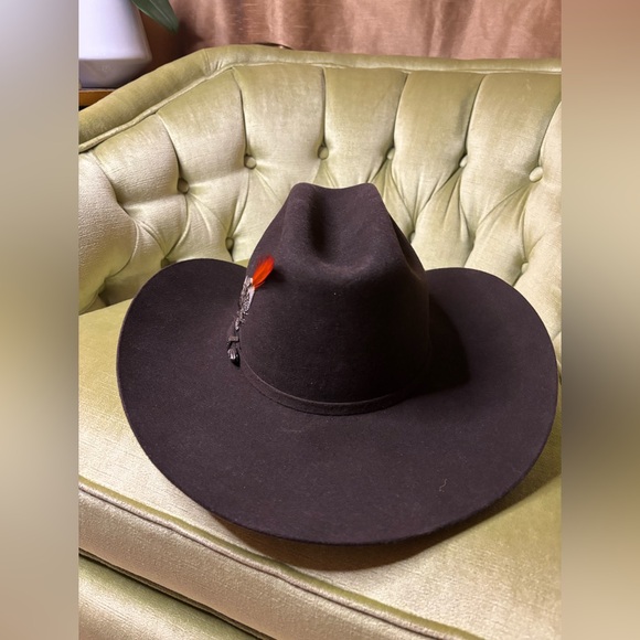 Texas Hat Company ~3X Wool Blend Felt HAT~4" Brim RODEO Cowboy Western.  7 3/8 - Picture 6 of 12